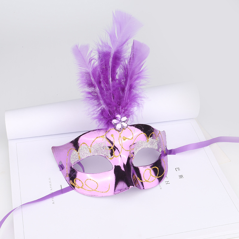 Maschera di piume non luminosa-viola