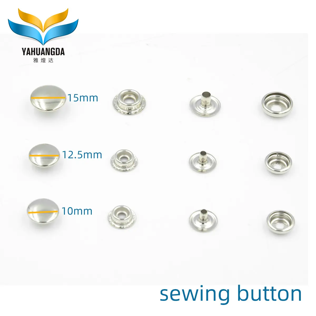 Good Quality Metal Sewing Button in 10mm 12.5mm 15mm Fashion Gold Metal Button for Clothing and Bags