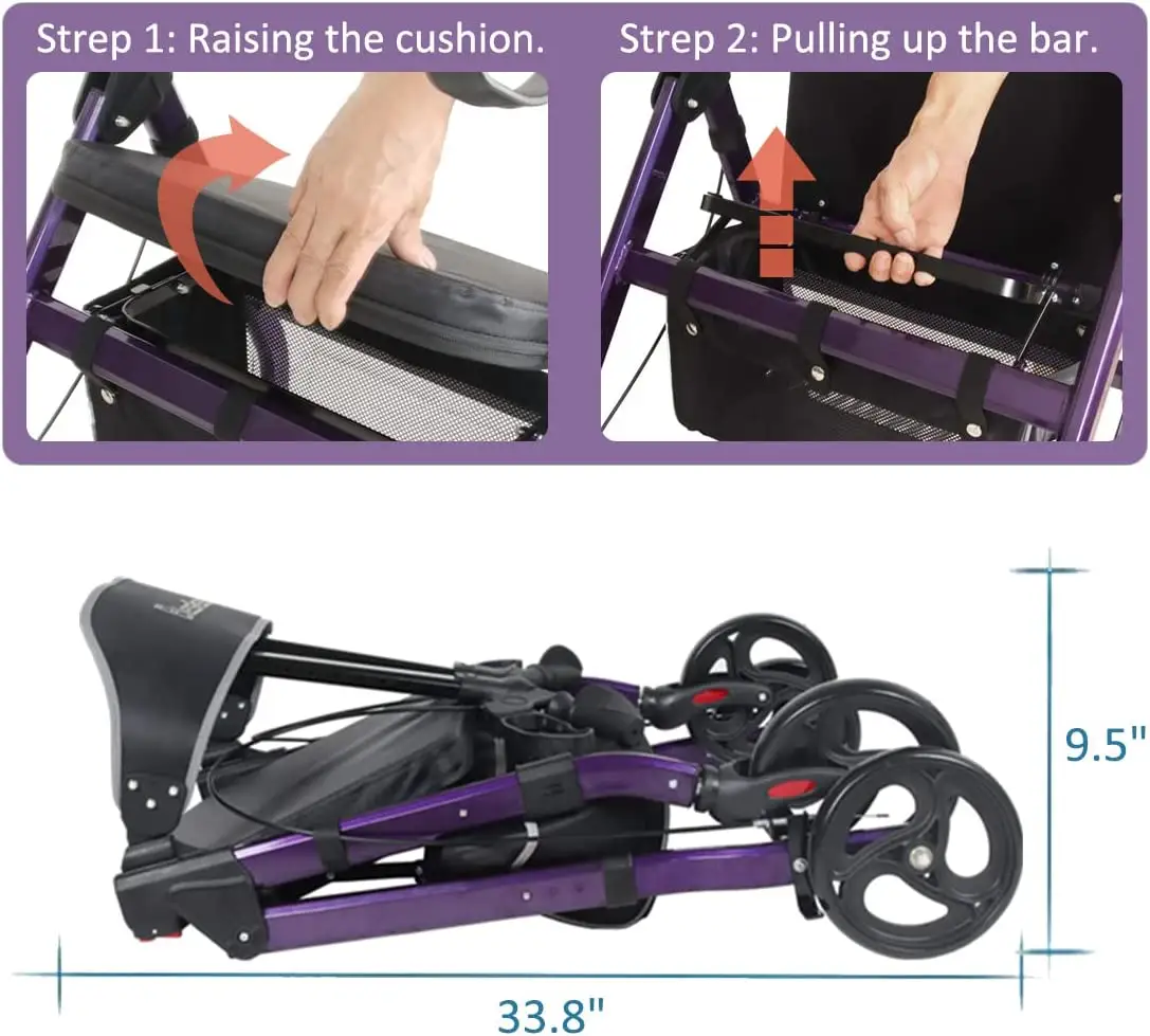 Ousite rollator đầu gối Scooter trọng bốn-wheeler 8 inch bánh xe nóng với ghế mềm