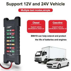 BM410 12V 24V pil Test cihazı şarj yükleme kontrol araba pil Test cihazı teşhis aracı alternatör testi için dizel yakıtlı - Product Image 2