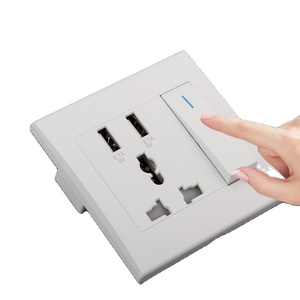 带灯开关的通用USB墙壁插座2.1A双USB电话充电端口开关控制插座 - Product Image 1