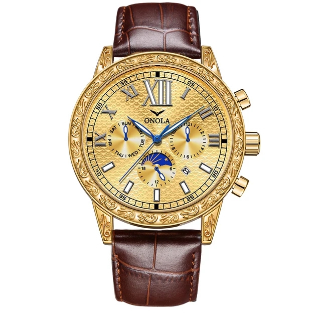 6 gold - brown strap
