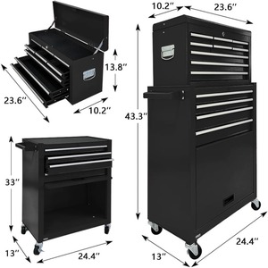 13带工具箱和轮子的抽屉工具箱带滑动抽屉的大型可拆卸工具箱机械工具箱储物柜 - Product Image 3
