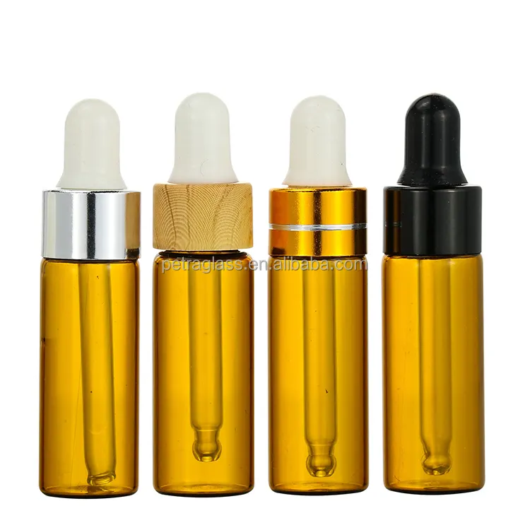 Hot Sale 5ml 10ml 15ml 20ml Amber Clear Vial Tester Tube Empty Perfume Essential Oil Glass Dropper Bottle