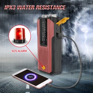 Solar Emergency <strong>Wind</strong> <strong>up</strong> Radio, Portable Hand Crank AM/FM Radio with SOS Alarm <strong>LED</strong> Torch, 2000mAh Rechargeable Power Bank - Product Image 4