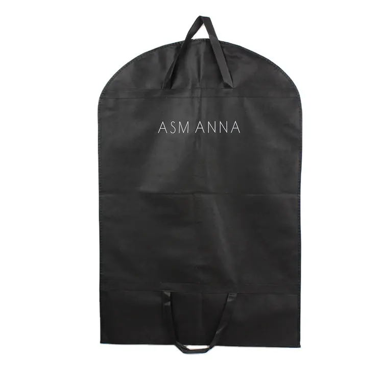 Нетканый мужской пылезащитный чехол с логотипом на заказ, Роскошный Черный экологически чистый тканевый чехол для костюма, сумка для одежды на молнии