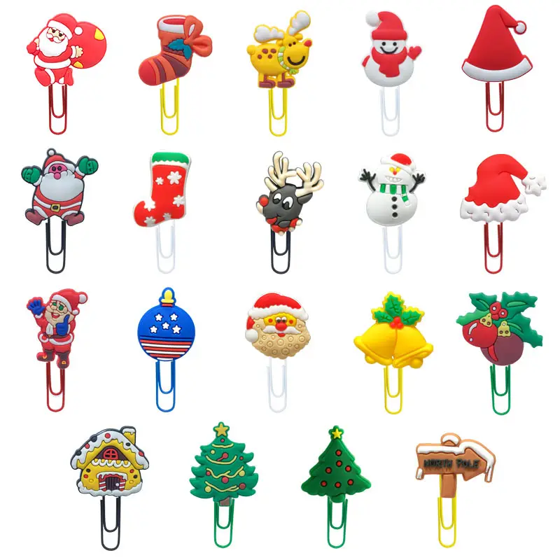New School and Office Use Mixed Colors Christmas Design Planner Metal Creative Cute Fashion Paper Clip With Bookmark
