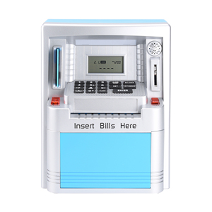 בנק פיגומים מפלסטיק אוטומטי לילדים כסף atm קונספט עם סיסמא צעצוע חינוכי