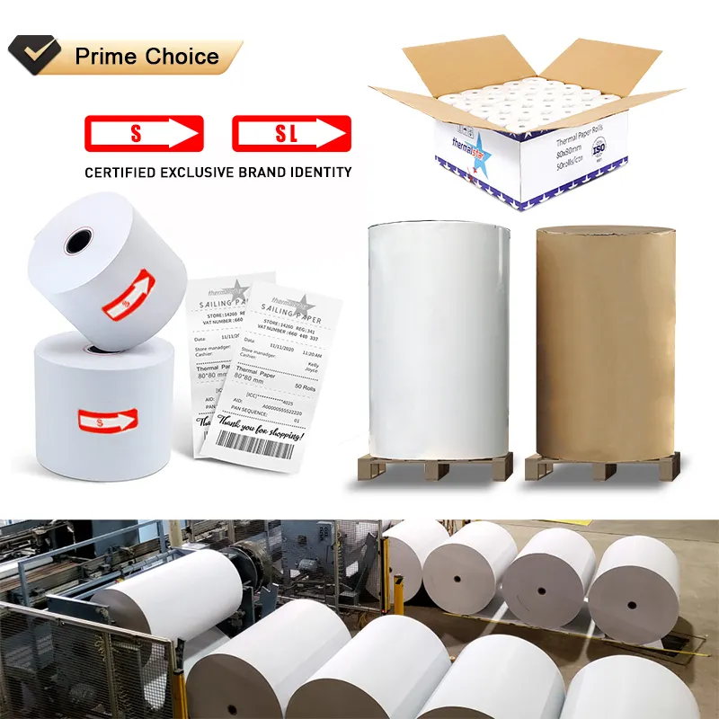 Rollo de papel térmico para impresión en offset, caja registradora de 80x80mm, 57x50mm, 57x38mm, precio barato