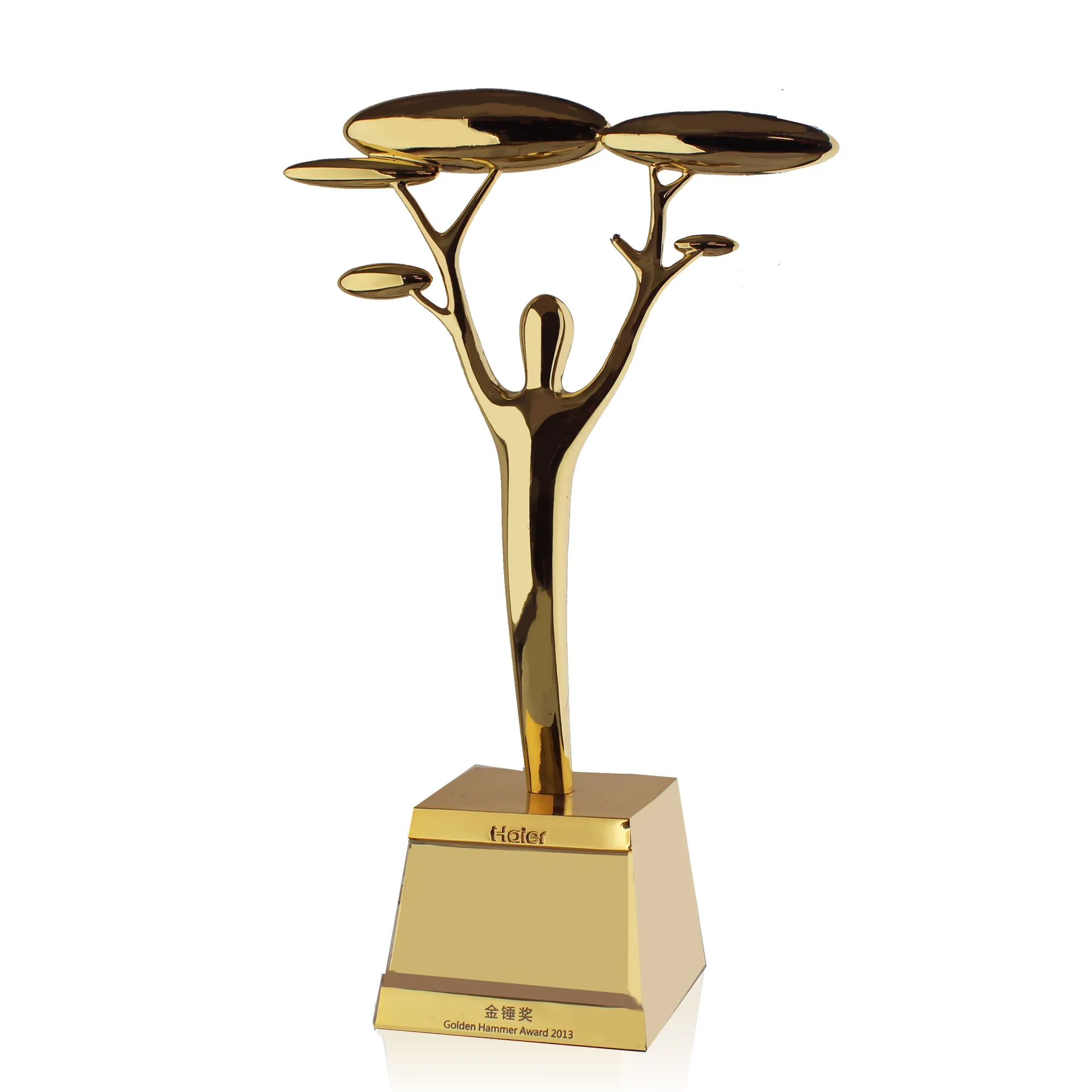 Custom Tree Shape Golden Hammer Awards Gold Souvenir Itens para Decoração para Casa