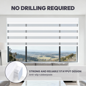 Tende a Rullo Motorizzate Zebra Oscuranti Giorno e Notte Elettriche Doppie Senza Foratura con Telecomando Smart Automatico per Finestra - Product Image 4