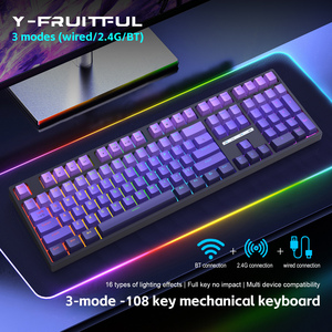 H108 108-Key RGB ergonômico Hot Swap Gamer teclado mecânico sem fio BT Tri-Mode computador Desktop teclado