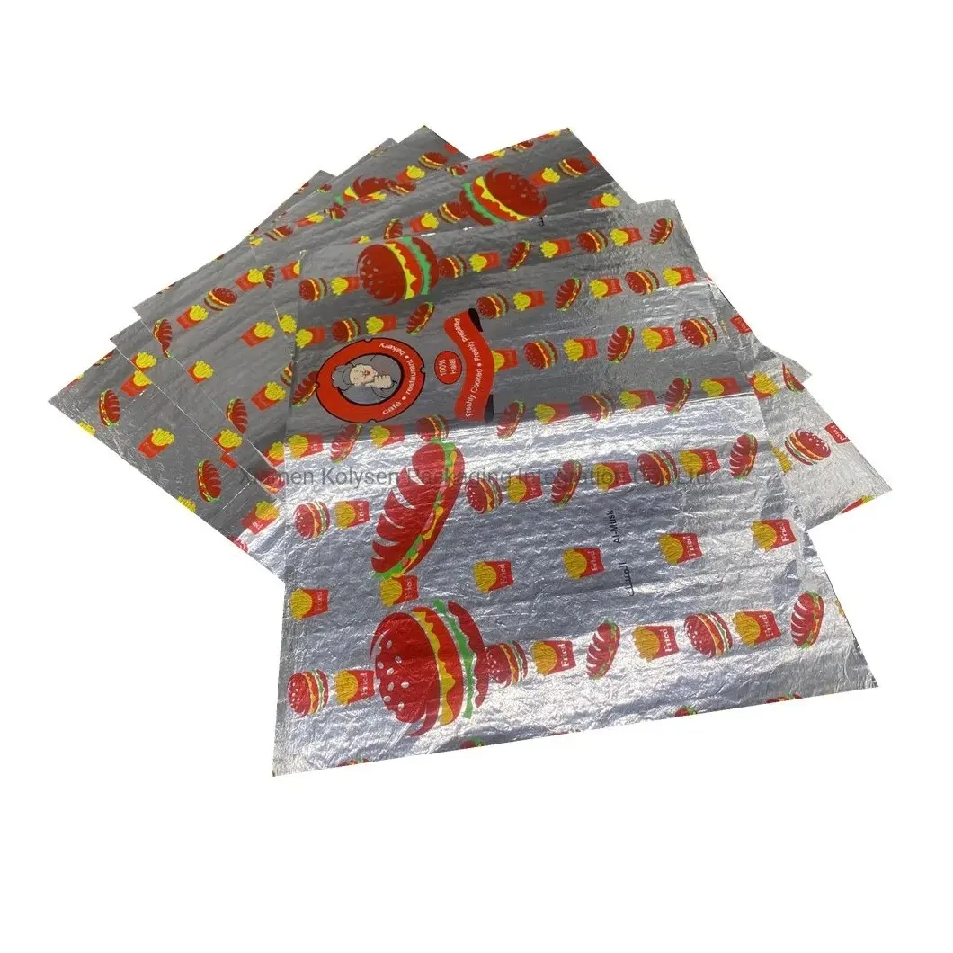 Takeaway Food Packing Aluminium Foil Laminated Paper Honeycomb Insulated Wrap for Burger