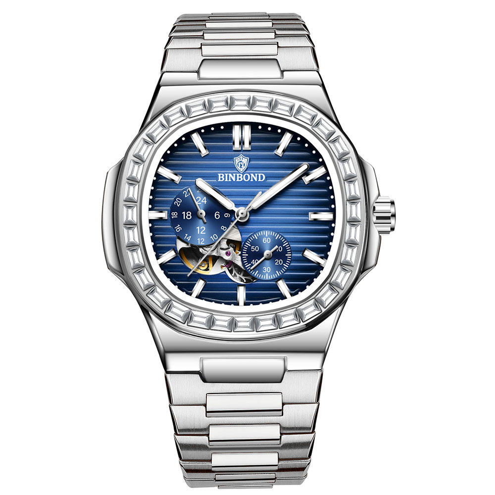 หน้าปัดสีเหล็กขาว-น้ำเงิน