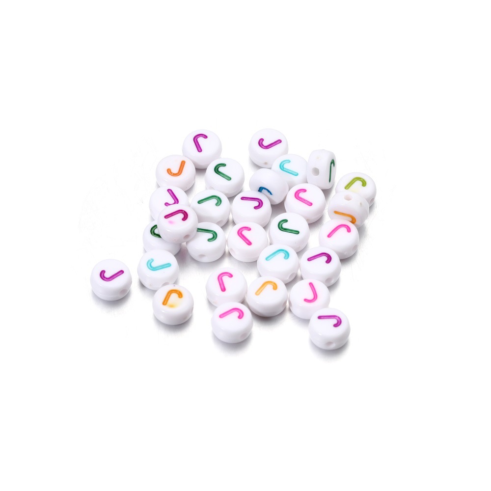 Fondo blanco con letras redondas de colores J