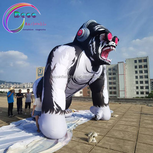 Xe ngoài trời quảng cáo Tức Giận đen trắng khổng lồ Inflatable GORILLA với tai nghe - Product Image 5