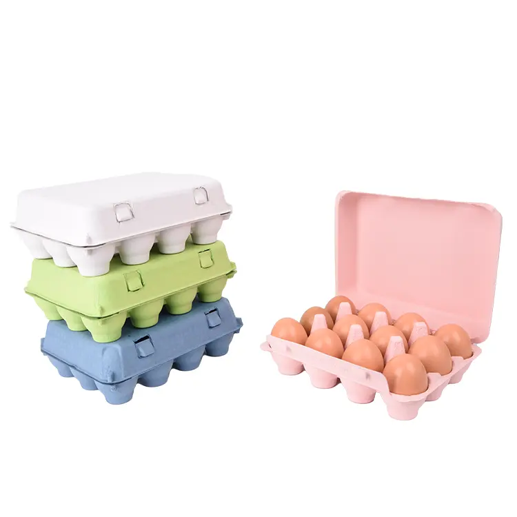 Caja de cartón para huevos de gallina, bandeja de papel para 12 huevos