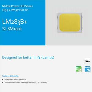 Middle Power <strong>Led</strong> Encapsulation Series 2835 1W 9V Cri80 Cri90 Smd <strong>Led</strong> Chip LM283B+ Samsung LM283B Plus SL SM - Product Image 2