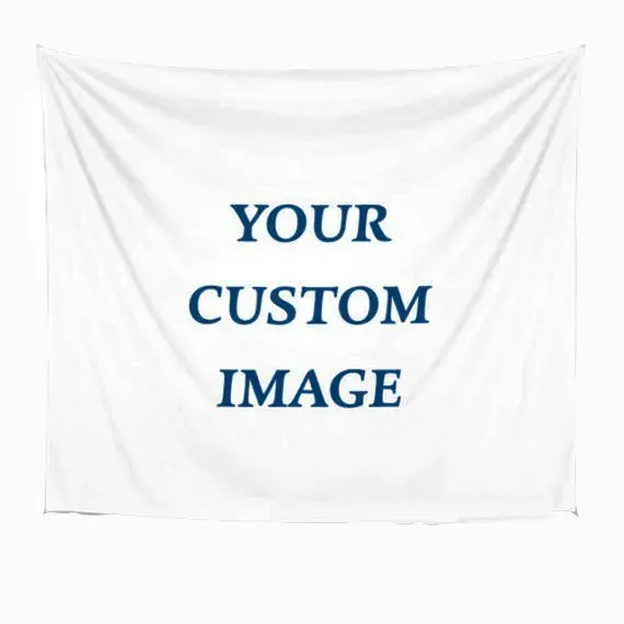 Tapiz personalizado de tela de poliéster y algodón para el hogar, tapiz decorativo con impresión de logotipo para colgar en la pared, sin cantidad mínima, envío directo de fábrica