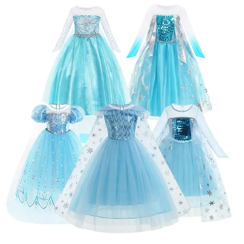 Disfraz de reina de hielo para niñas pequeñas, disfraz de princesa de nieve, con accesorios, fábrica china, Verano