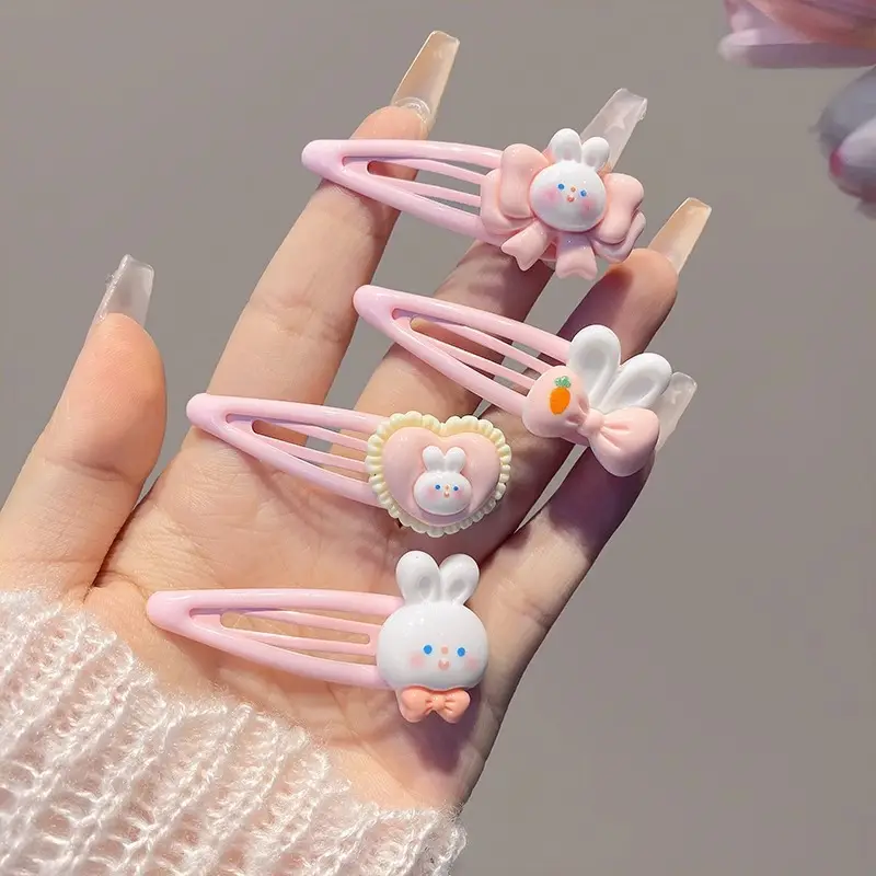 Cute Bow Knots Animal Pink Rabbit Children Bb Clips Nude Color Hair Accessories Clamp Clasp Clips For Girls Kids Bangs Hairpin