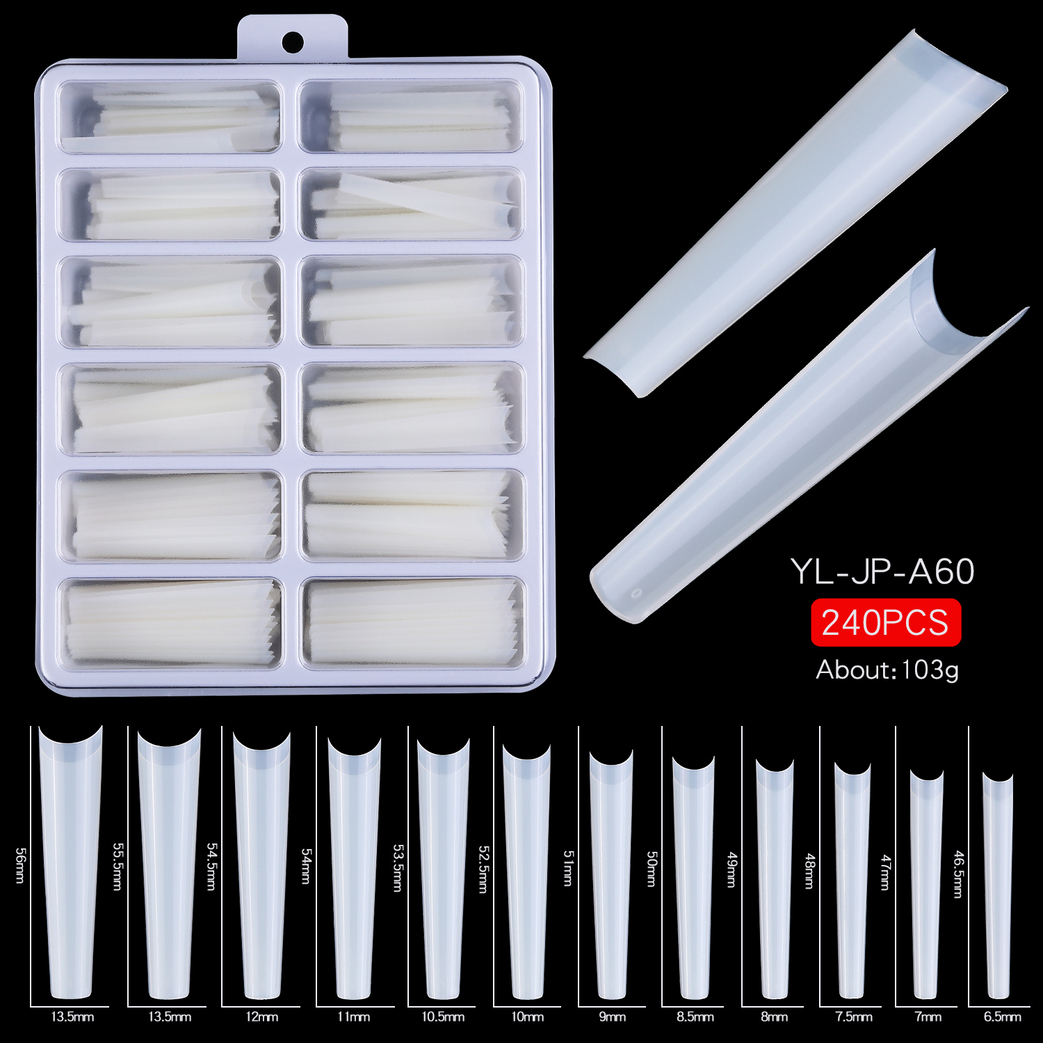 240pcs Box Half Cover No C 3XL Coffin Natural