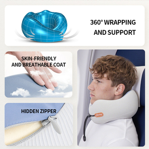 Có Thể Điều Chỉnh Du Lịch Gối Băng Lụa Vải Chất Lượng Cao Bộ Nhớ Bọt Biểu Tượng Tùy Chỉnh Thoải Mái Máy Bay Cổ Gối - Product Image 4