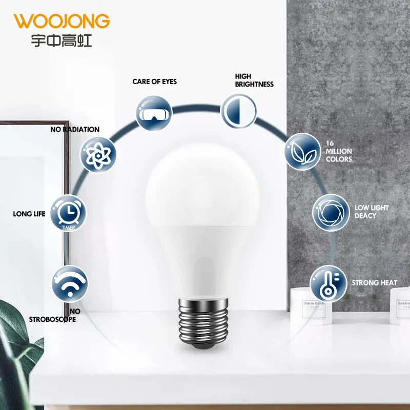 WOOJONG yeni CE ERP foco led ışık ampuller bombilla led 9w e27 a60 840 lümen