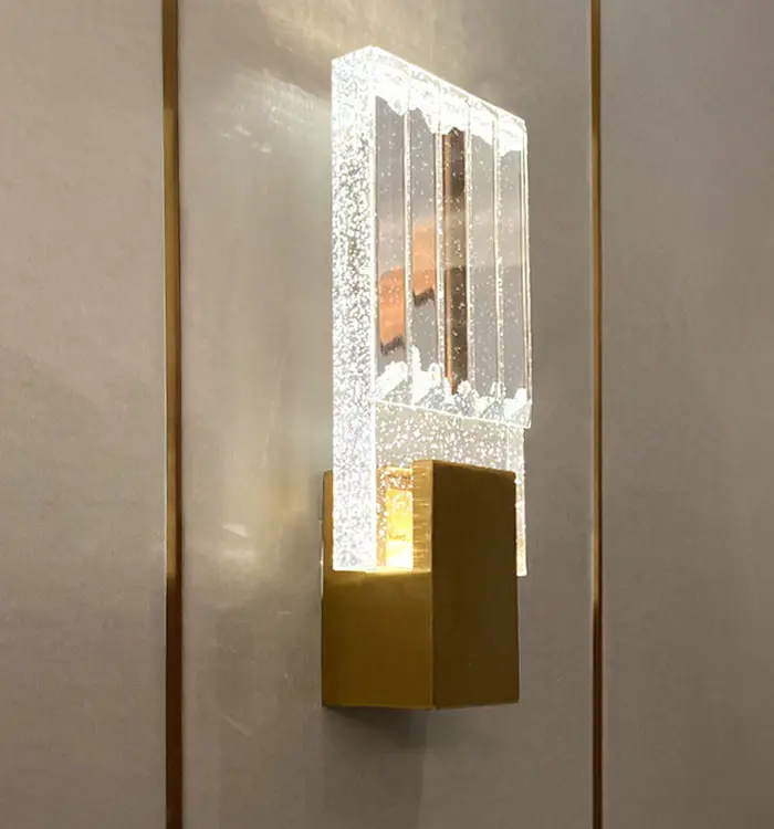 Modern basit ışık 6w paslanmaz çelik altın kristal oturma odası yatak başucu duvar lambası