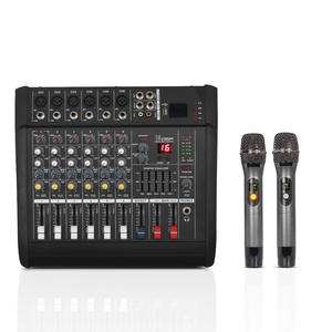 <strong>6</strong> Channel Sound Console Powered <strong>Audio</strong> Mixer <strong>Interface</strong> with Recording System 2 Wireless Microphone - Product Image 2
