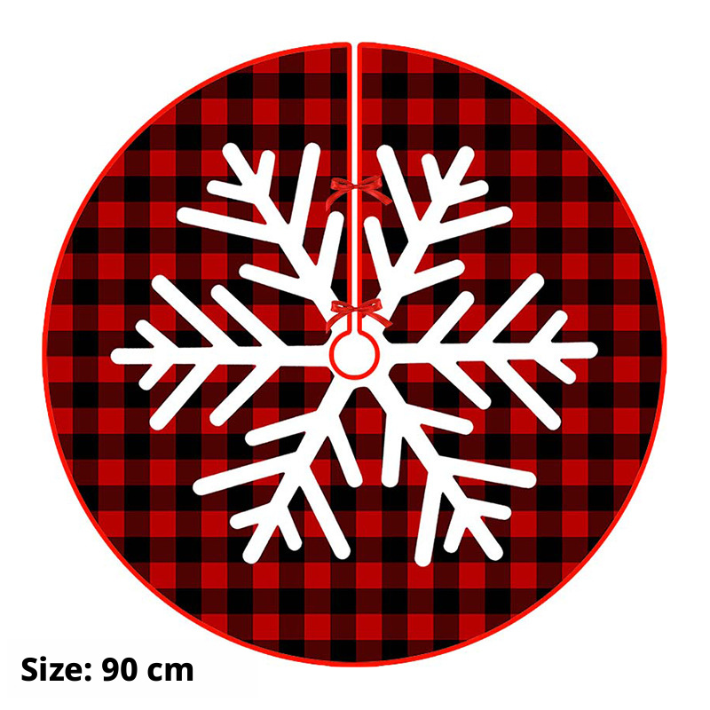 Gran copo de nieve con cuadros rojos y negros.