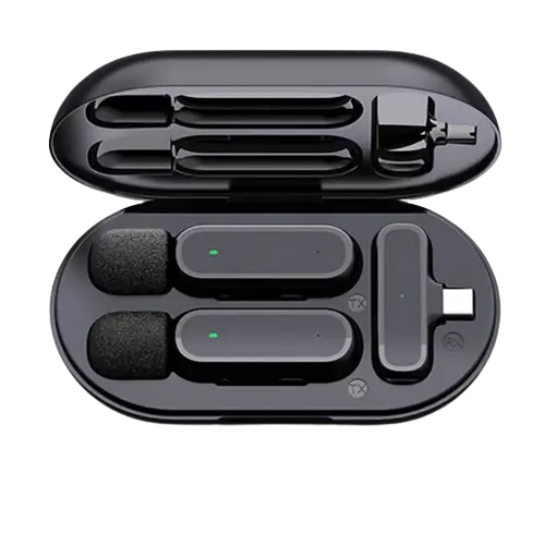 Nieuwe Draagbare Mini Lavaliere Mic Draadloze Dual Revers Lavalier Microfoon Met Oplaadcase Voor Telefoons Camera Live Streaming