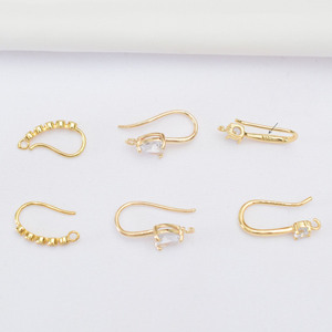 <strong>CZ</strong> Brass <strong>Ear</strong> <strong>Wire</strong> Fish Hooks with Open Loop round Zircon Earring Components Gold Plated DIY Jewelry Making for Earrings - Product Image 4
