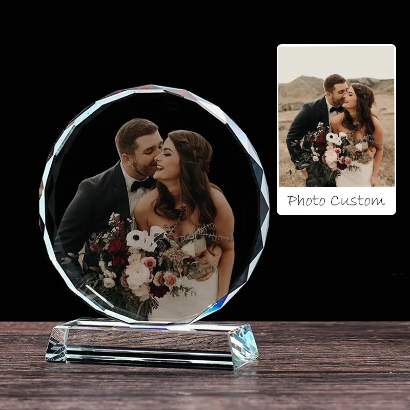 Marco de fotos de cristal grabado en 3d de Honor de cristal, regalos de aniversario, fotos personalizadas, regalo de recuerdo, Iceberg