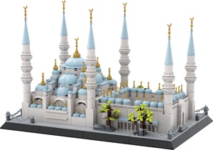 Wange 5251 1129 adet mavi camii Turkiye ünlü bina Sultan Ahmed Mezquita Azul camii yapı taşı seti oyuncak İslami hediye - Product Image 2