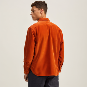 Thời trang retro người đàn ông của giản dị dài tay áo sơ mi vải to sợi Áo Khoác 2 Túi người đàn ông áo sơ mi - Product Image 3