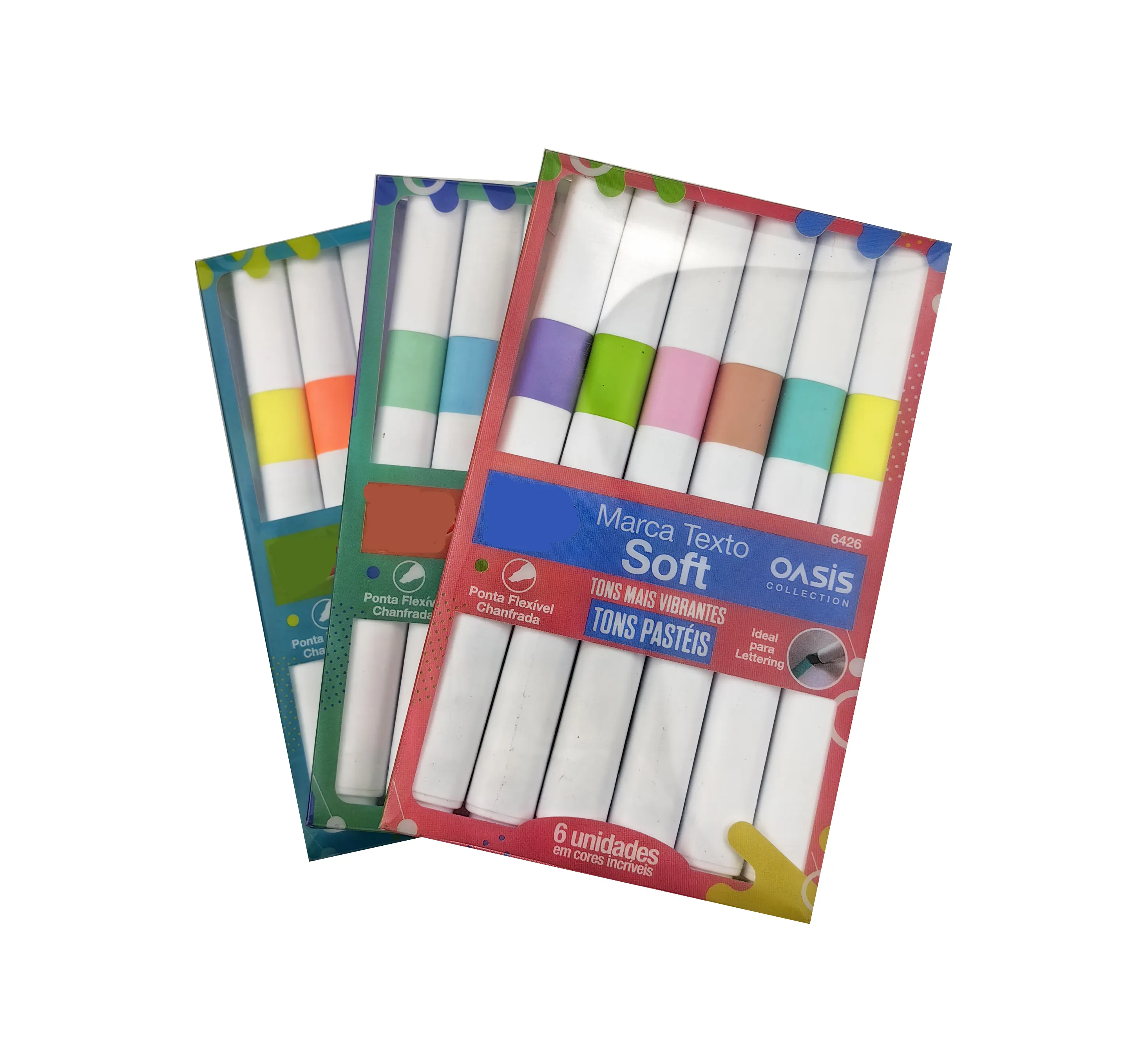 Art Square Shape Chisel Tip Custom Highlighter Marker Pen Set para Home School Office
