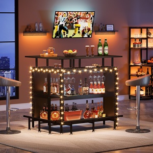 Mini ev taşınabilir siyah likör dolabı kahve Bar ünitesi <span class=keywords><strong>masa</strong></span> depolama ve Footrest ile ev mutfak Bar Pub için - Product Image 6