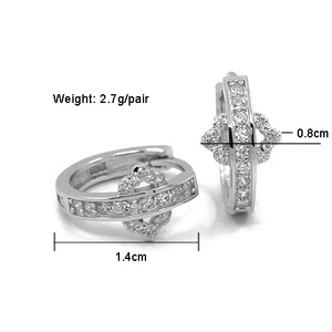 Đồ trang sức mỹ Bông tai Hoop cổ điển bông tai nhỏ 925 bạc trang sức sterling bạc Hoop Bông tai vương miện thiết kế - Product Image 1