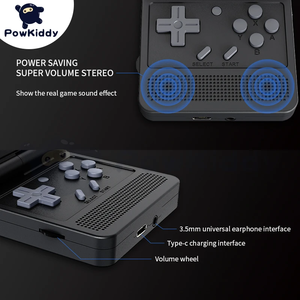 POWKIDDY V90ブラックバージョン3インチIPSスクリーンフリップハンドヘルドコンソールオープンシステムゲームコンソール16シミュレータPS1子供用ギフト - Product Image 5