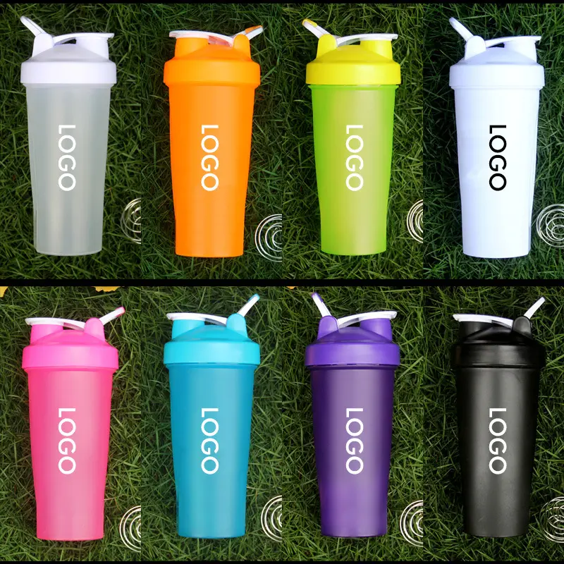 Bouteille de shaker de gymnastique avec logo personnalisé de 600ml, tasse d'eau de sport de fitness portable, shaker de protéines à boire directement en plastique pour adultes