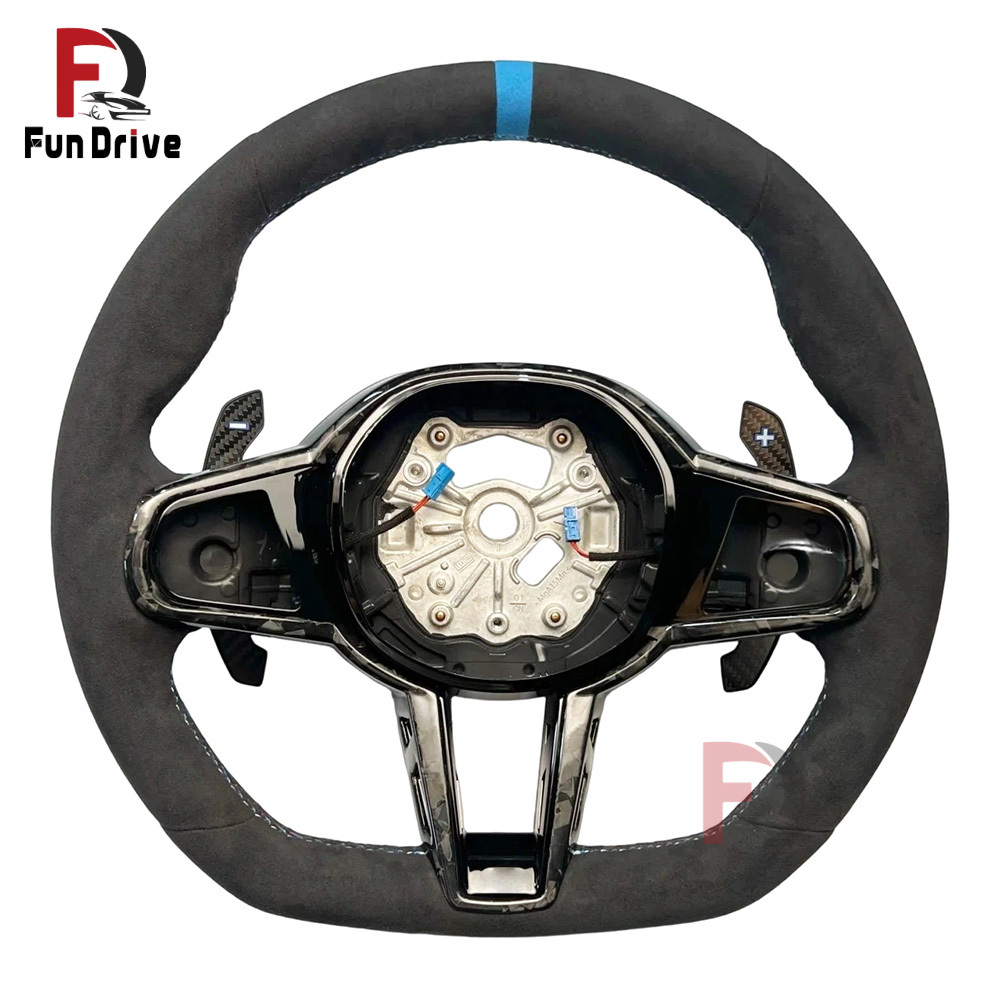 Alcantara intégral + Sans bouton + Bande bleue