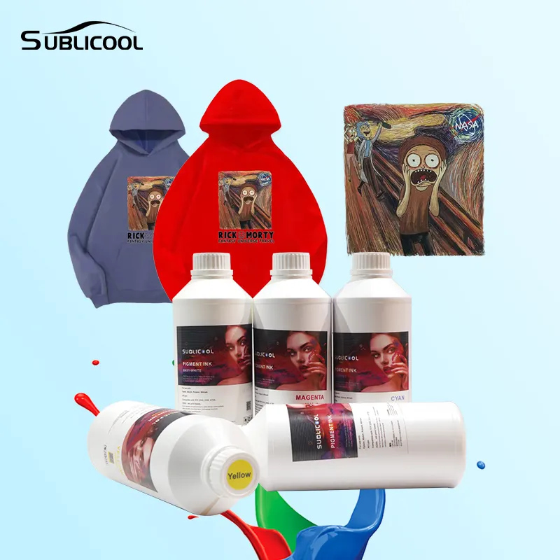 Sublicool 1000ml dtf sắc tố truyền nhiệt Pet phim mực in dệt Mực in dtf mực cho Epson i3200 i4720 xp600 dtf máy in