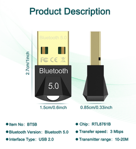 Data Transmission USB Bluetooth 5.0 DongleためComputer Bluetooth Headset/Mouse/Keyboard/Speaker - Product Image 3