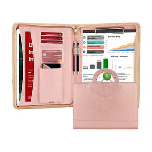 Custom Logo in rilievo Business con cerniera portafoglio Padfolio in pelle con calcolatrice con blocco note lettera - Product Image 1