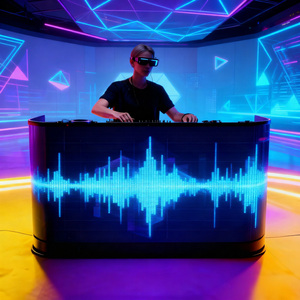 Светодиодный видеоэкран для диджейской кабины, изогнутая панель для живых выступлений в современном стиле, OEM/ODM - Product Image 1