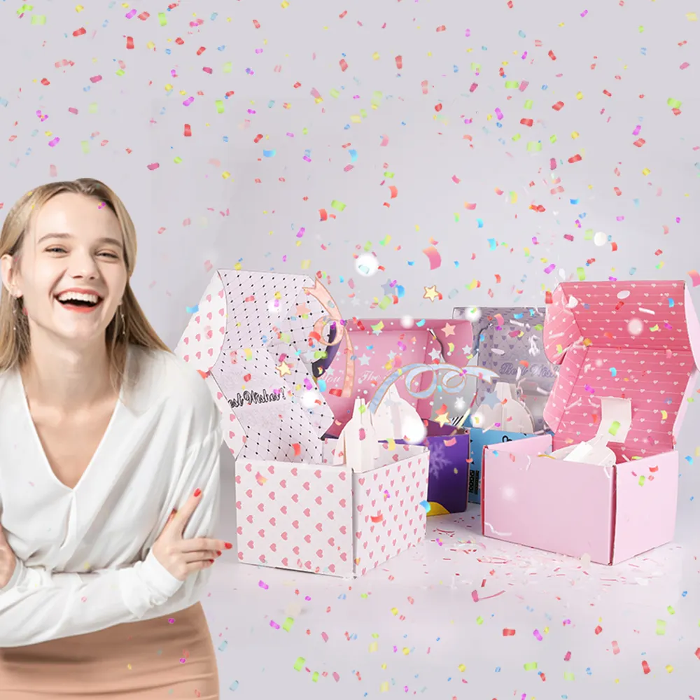 DIY Factory Exploding Birthday Gift Box Confetti Pop up Surprise Prank Box,18*14*11cm Birthday Box Manufacture