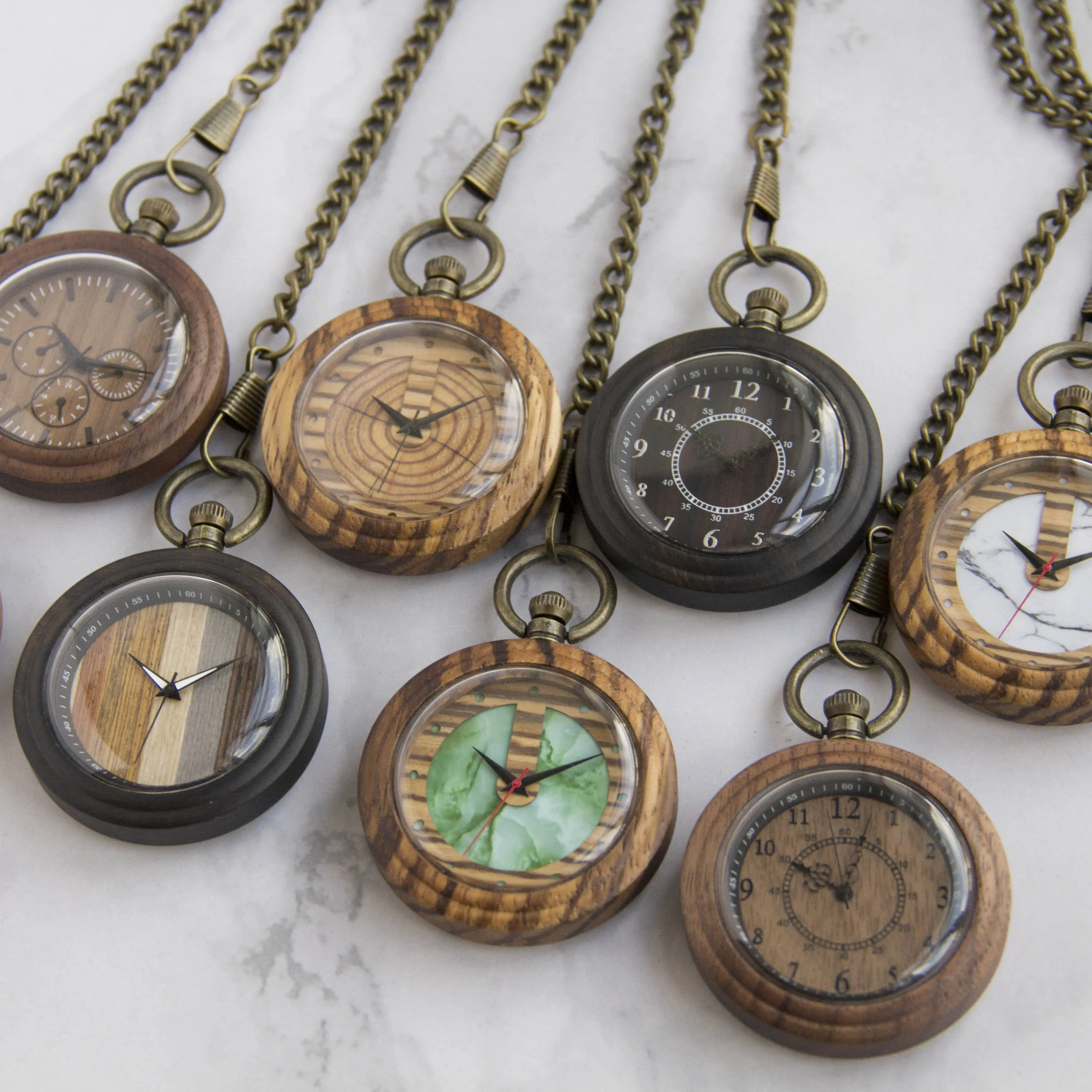 Yuvarlak Vintage cep saati ahşap antika tarzı