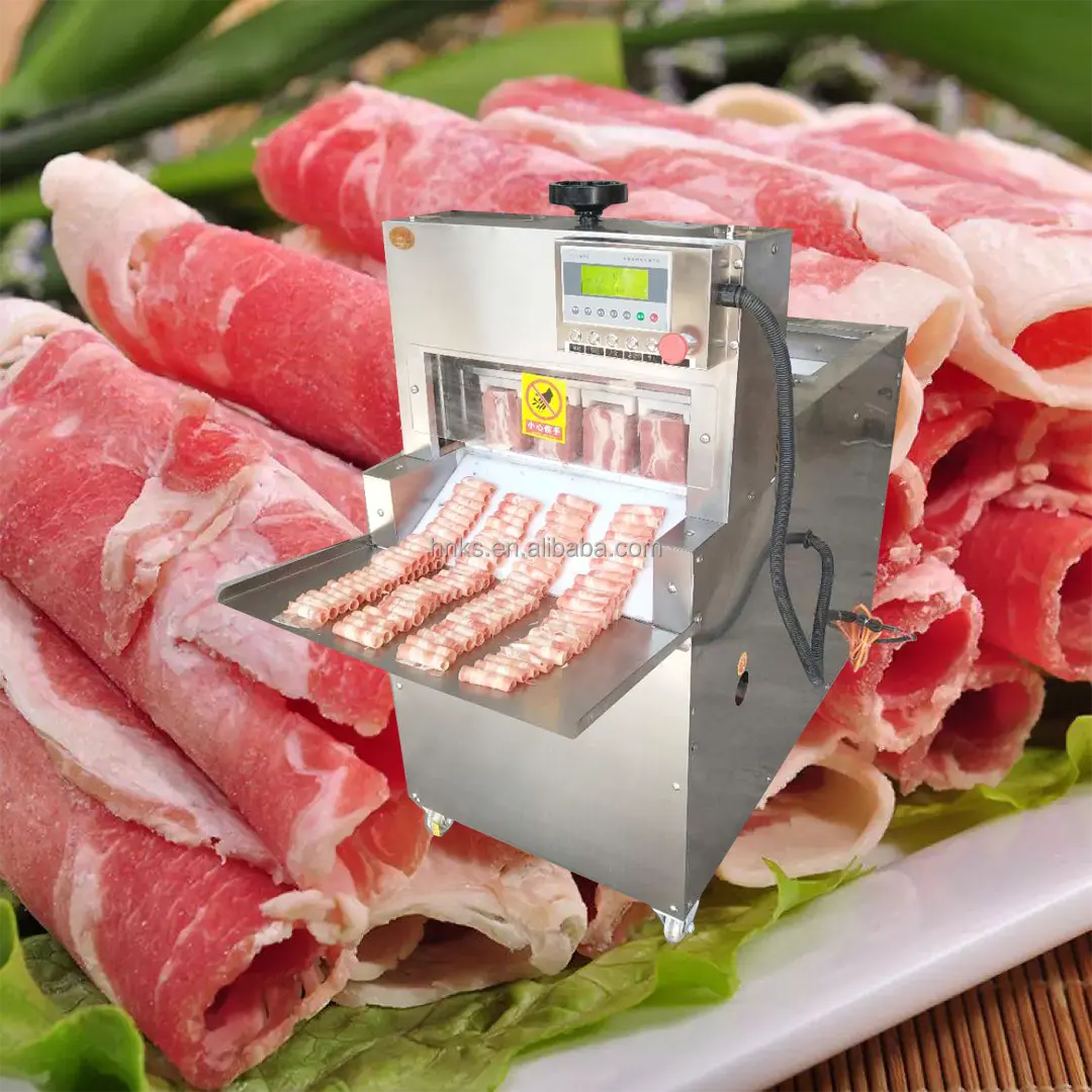 Nova Zelândia carne congelada automática fatia slicer Cnc Lamb Roll Bacon Slicer Cutting Frozen Meat Slicing Machine