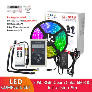5m RGB Мечта Магия светодиодные полосы DC12V 6803 IC IP67 В комплект поставки одноцветной светодиодной ленты без защиты от воды 5050 SMD 150LED гибкий свет + 133 программа RF контроллер - Product Image 2